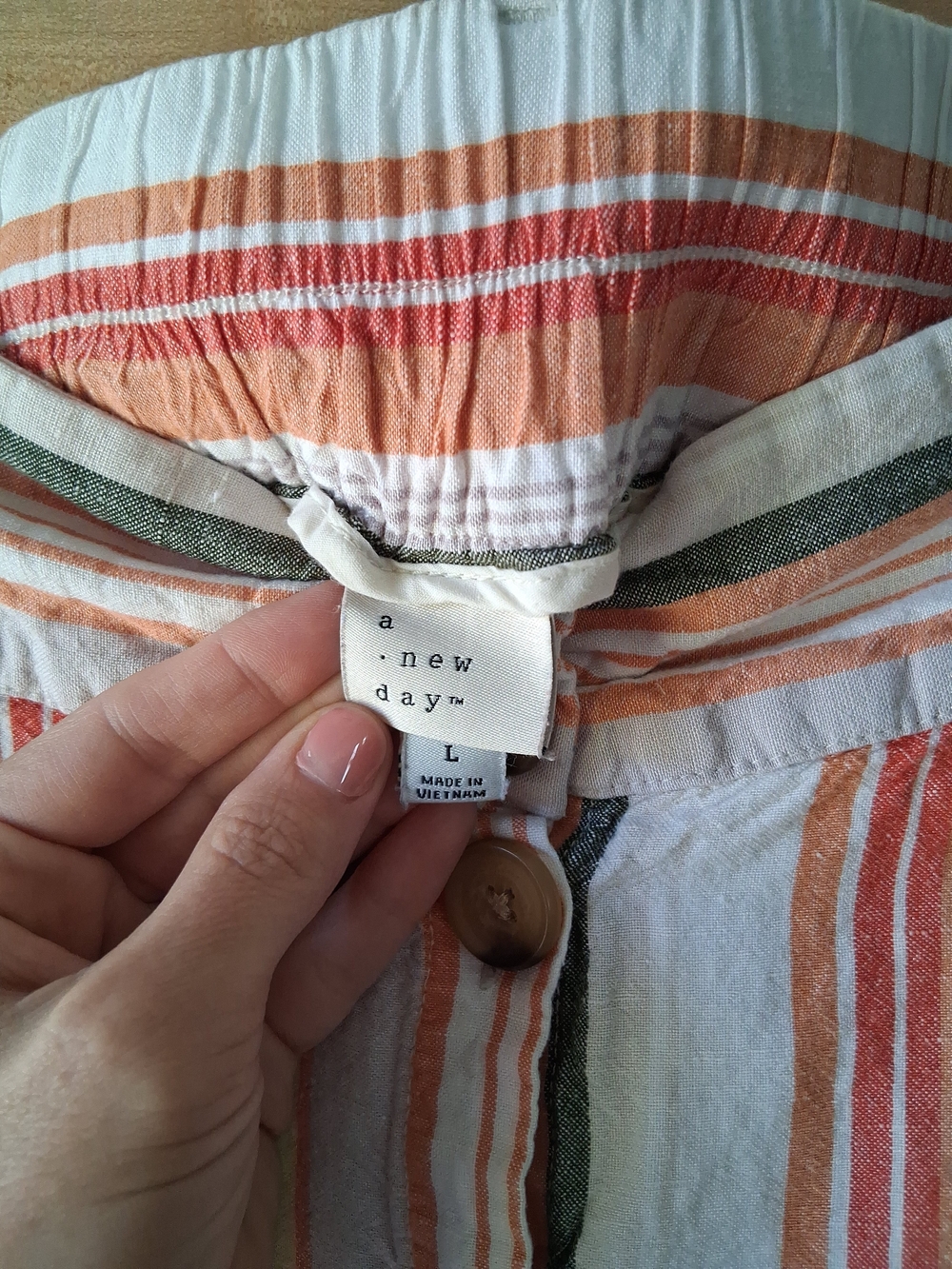 Linen Pastel Striped Button-Front Midi Skirt - Picture 8 of 8